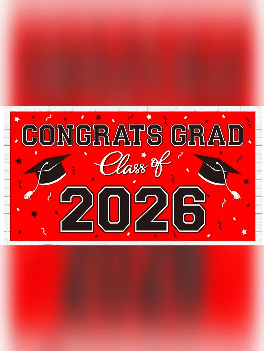 NWT Class of 2026 Graduation Banner Red And Black Backdrop 65